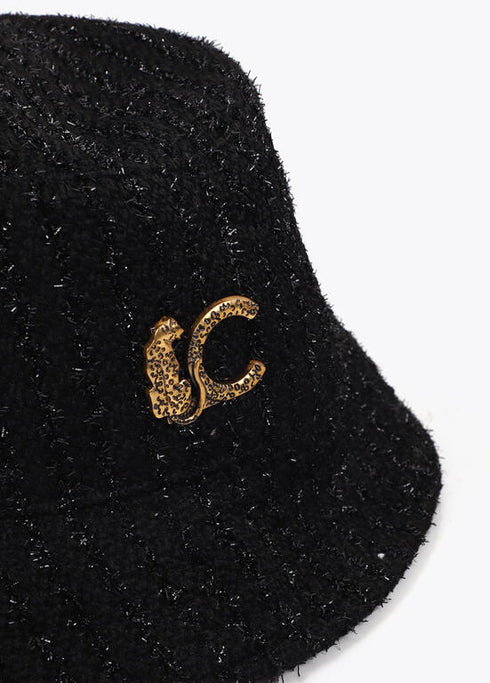 Sombrero tipo bucket tweed logo LC leopardo LOLA CASADEMUNT NEGRO LF2507003.00N.U