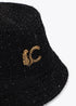 Sombrero tipo bucket tweed logo LC leopardo LOLA CASADEMUNT NEGRO LF2507003.00N.U