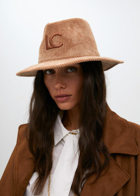Sombrero fedora pana LC leopardo LOLA CASADEMUNT BEIGE LF2507006.050.U
