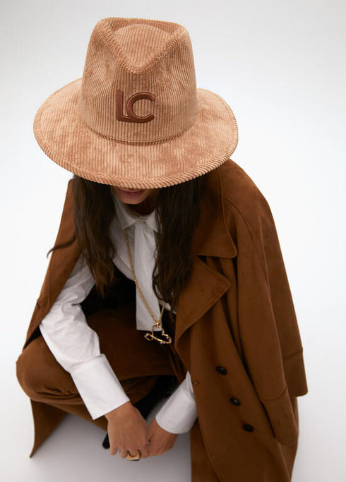 Sombrero fedora pana LC leopardo LOLA CASADEMUNT BEIGE LF2507006.050.U
