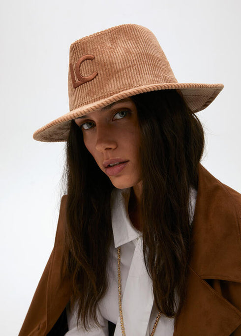 Sombrero fedora pana LC leopardo LOLA CASADEMUNT BEIGE LF2507006.050.U