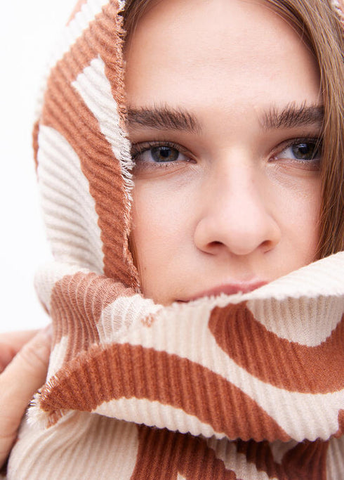 Foular plisados bicolor LC LOLA CASADEMUNT CRUDO-MARRON LF2507007.205.U