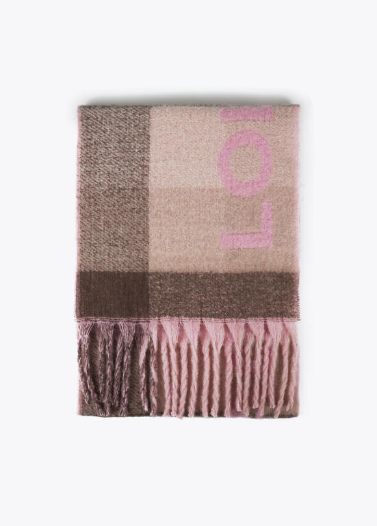 Bufanda cuadros logo grande GRIS-ROSA LF2507008.212.U LOLA CASADEMUNT
