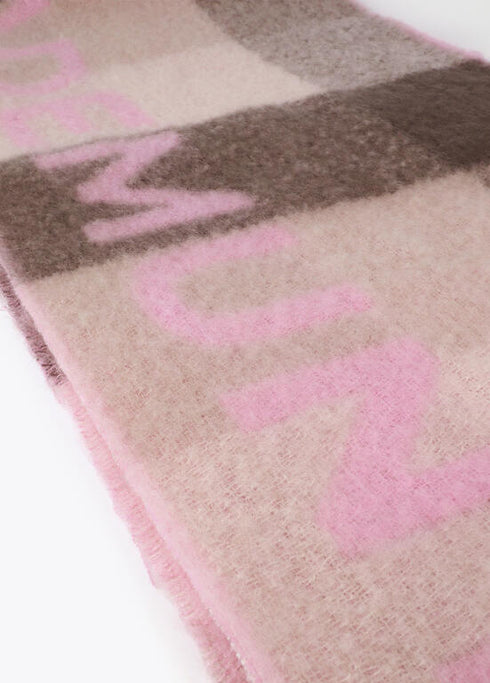 Bufanda cuadros logo grande GRIS-ROSA LF2507008.212.U LOLA CASADEMUNT