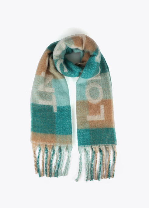 Bufanda cuadros logo grande VERDE-MARRON U LF2507008.265.U LOLA CASADEMUNT