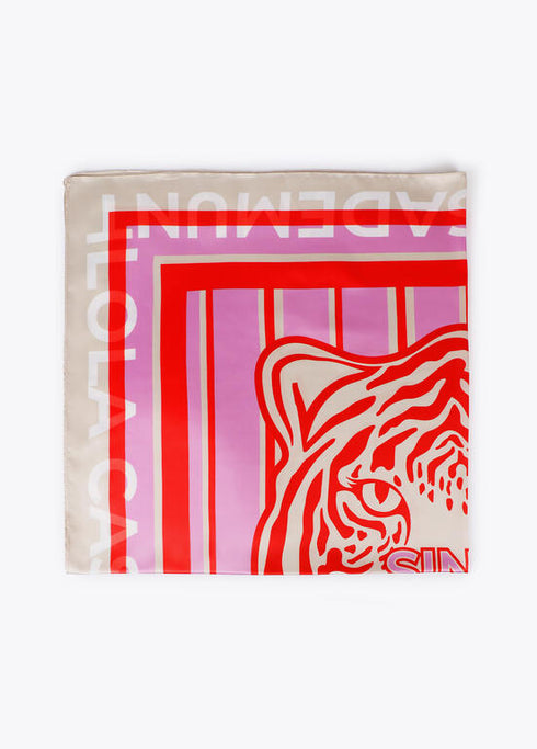 Pañuelo estampado cara de tigre 1981 LOLA CASADEMUNT ROSA-ROJO LF2507015.223.U