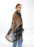 Foular estampado topos con tigre LOLA CASADEMUNT AZUL-MARRON LF2507017.275.U