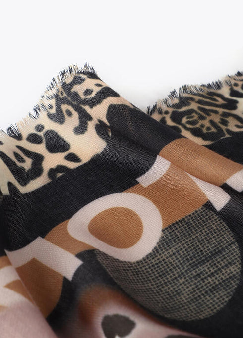 Foular estampado topos con tigre LOLA CASADEMUNT AZUL-MARRON LF2507017.275.U