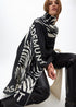 Foular estampado cebra y liso LOLA CASADEMUNT NEGRO-CRUDO LF2507019.2N0.U
