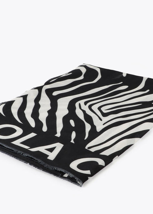 Foular estampado cebra y liso LOLA CASADEMUNT NEGRO-CRUDO LF2507019.2N0.U