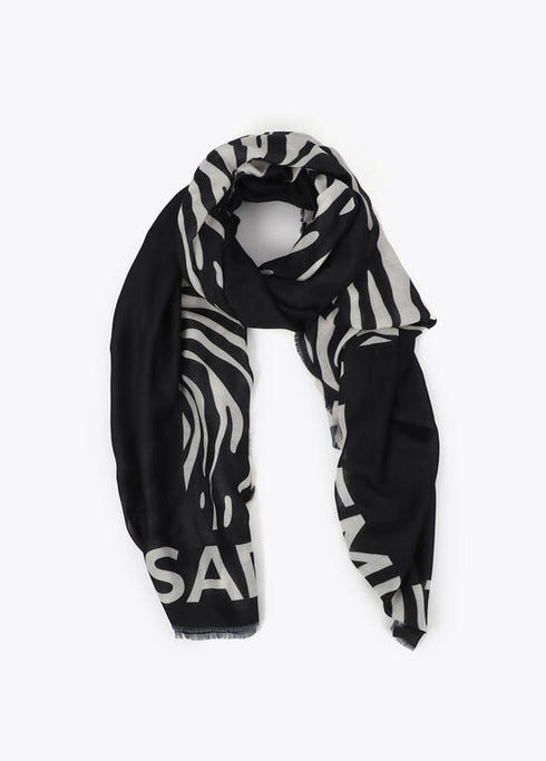 Foular estampado cebra y liso LOLA CASADEMUNT NEGRO-CRUDO LF2507019.2N0.U