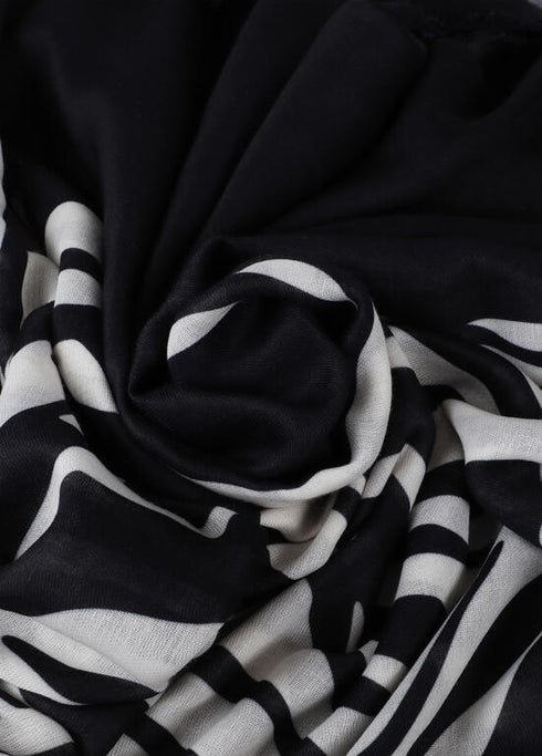 Foular estampado cebra y liso LOLA CASADEMUNT NEGRO-CRUDO LF2507019.2N0.U