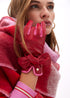Guante efecto piel con lazo LOLA CASADEMUNT ROJO-ROSA LF2507023.232.U