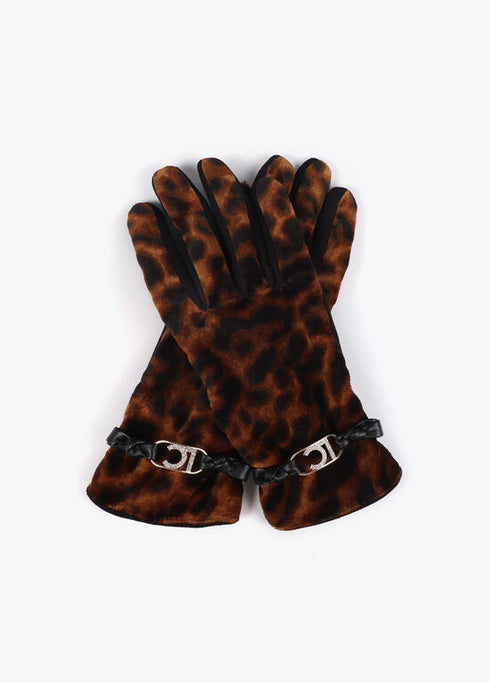 Guante efecto piel con pulsera logo ovalado MARRON-NEGRO U LF2507024.25N.U LOLA CASADEMUNT