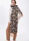 Bufanda en animal print con flecos CRUDO-MARRON U LF2507027.205.U LOLA CASADEMUNT