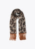 Bufanda en animal print con flecos CRUDO-MARRON U LF2507027.205.U LOLA CASADEMUNT