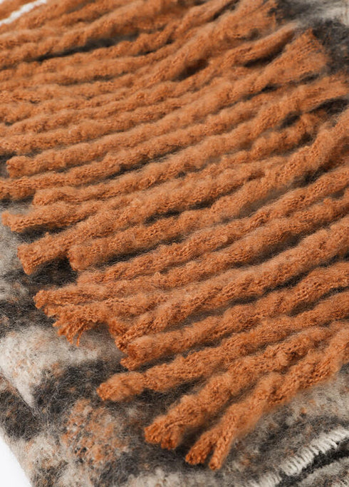 Bufanda en animal print con flecos CRUDO-MARRON U LF2507027.205.U LOLA CASADEMUNT