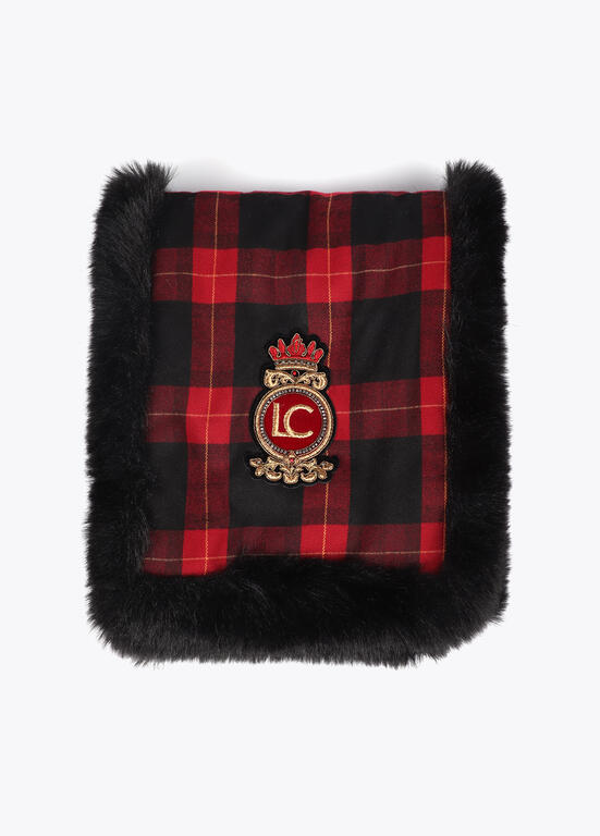 Bufanda doble cara tartan y efecto pelo ROJO-NEGRO LF2507028.23N.U