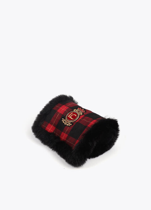 Bufanda doble cara tartan y efecto pelo ROJO-NEGRO LF2507028.23N.U