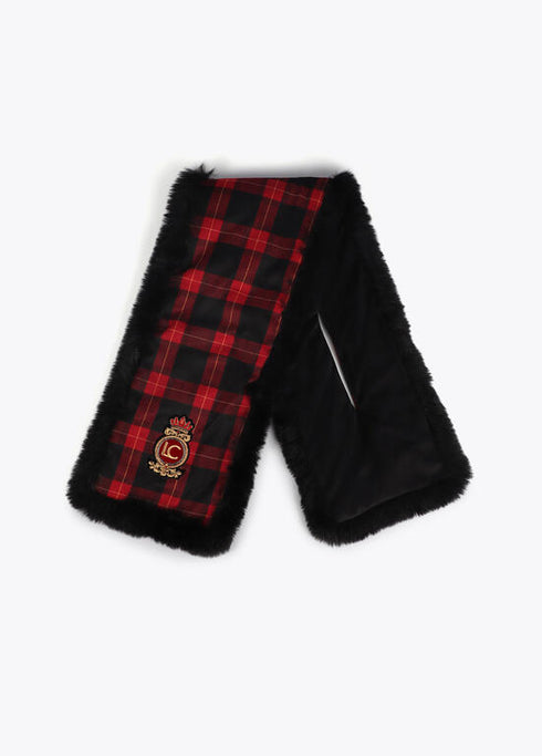 Bufanda doble cara tartan y efecto pelo ROJO-NEGRO LF2507028.23N.U