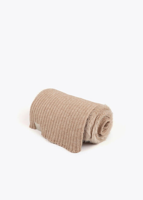 Bufanda combinada de punto y tejido efecto pelo CRUDO U LF2507030.001.U LOLA CASADEMUNT