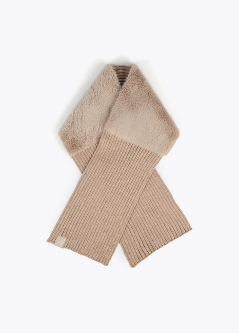 Bufanda combinada de punto y tejido efecto pelo CRUDO U LF2507030.001.U LOLA CASADEMUNT