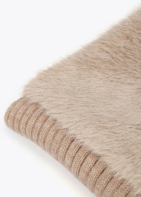 Bufanda combinada de punto y tejido efecto pelo CRUDO U LF2507030.001.U LOLA CASADEMUNT