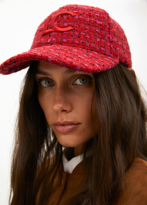 Visera tweed LOLA CASADEMUNT ROJO LF2507036.030.U