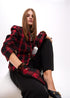 Guante LOLA CASADEMUNT combinado tartan leopardo ROJO-NEGRO LF2507040.23N.U