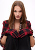 Guante LOLA CASADEMUNT combinado tartan leopardo ROJO-NEGRO LF2507040.23N.U