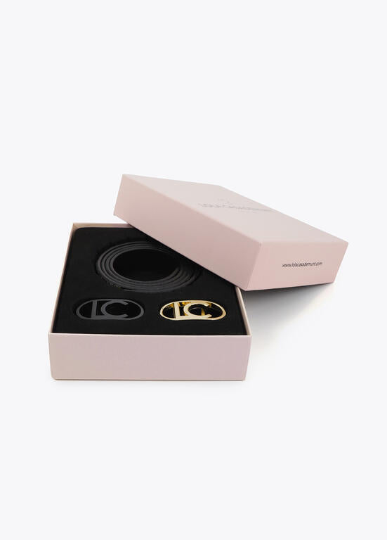 Pack cinturones reversibles animal print con hebilla intercambiable GRIS-NEGRO LF2513001.21N LOLA CASADEMUNT