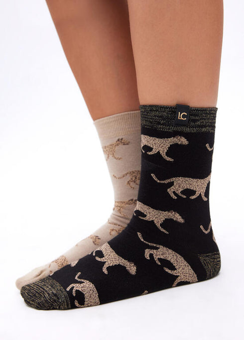 Pack calcetines leopardo CRUDO-NEGRO U LF2513002.20N.U LOLA CASADEMUNT