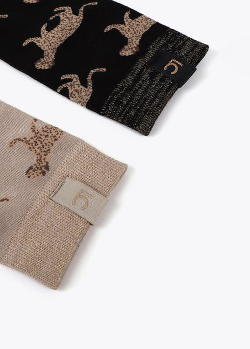 Pack calcetines leopardo CRUDO-NEGRO U LF2513002.20N.U LOLA CASADEMUNT