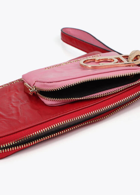 Cartera con monedero bicolor con logo ovalado LOLA CASADEMUNT ROJO-ROSA LF2513005.232.U