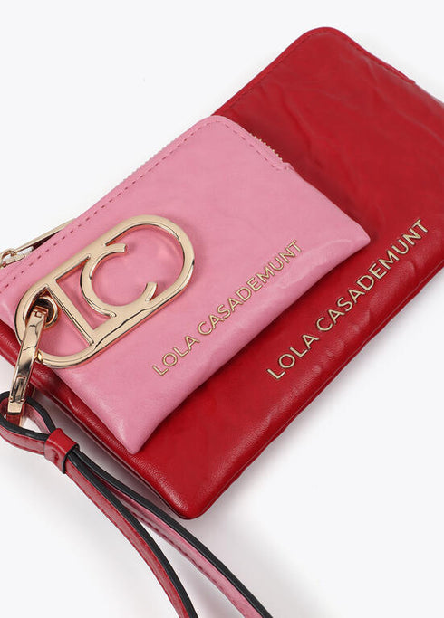 Cartera con monedero bicolor con logo ovalado LOLA CASADEMUNT ROJO-ROSA LF2513005.232.U