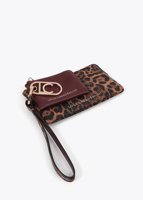 Cartera con monedero bicolor con logo ovalado LOLA CASADEMUNT MARRON-NEGRO LF2513005.25N.U