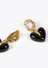 Pendientes LOLA CASADEMUNT perla y corazon METAL- NEGRO