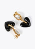 Pendientes LOLA CASADEMUNT perla y corazon METAL- NEGRO