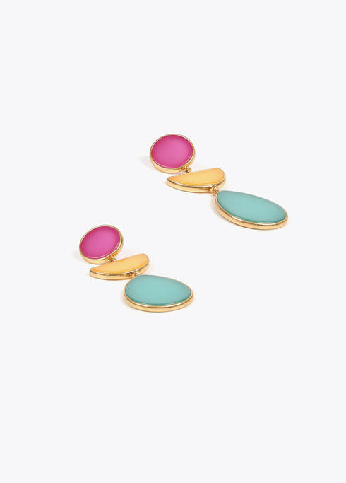 Pendientes LOLA CASADEMUNT geometricos colores VERDE- MULTICOLOR