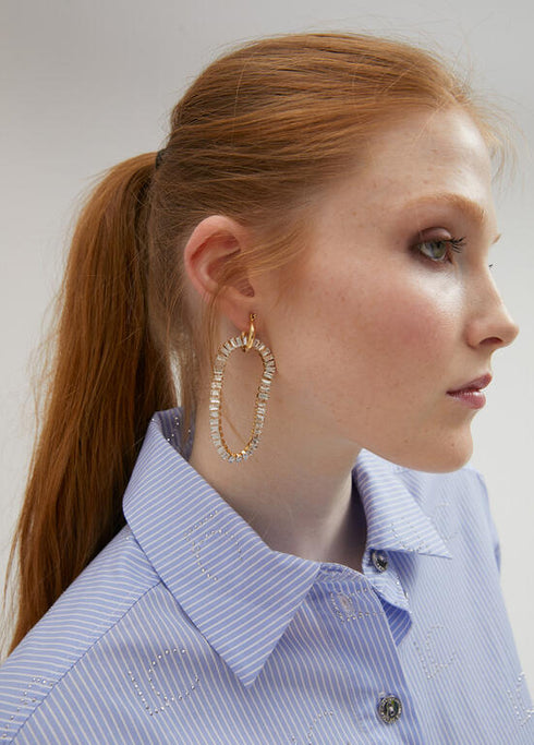 Pendientes LOLA CASADEMUNT ovalo strass CRISTAL