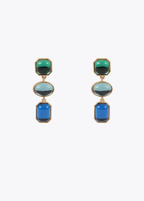 Pendientes LOLA CASADEMUNT pendant tres piezas METAL-AZUL