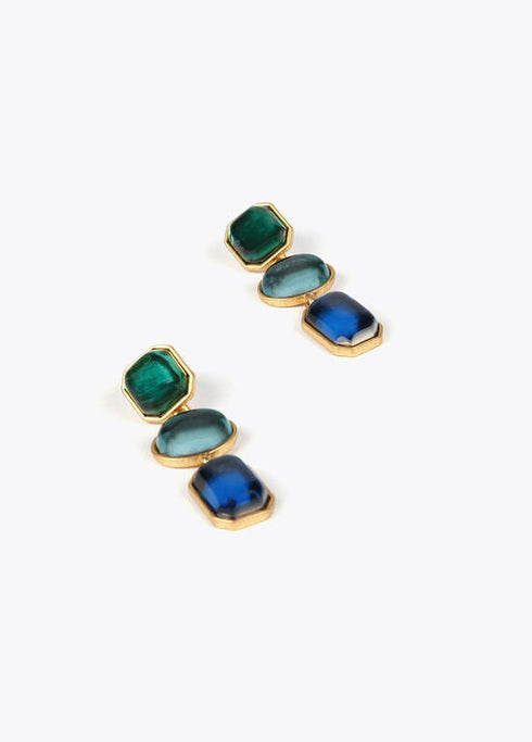 Pendientes LOLA CASADEMUNT pendant tres piezas METAL-AZUL