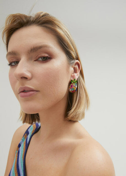Pendientes LOLA CASADEMUNT joya piña METAL- MULTICOLOR