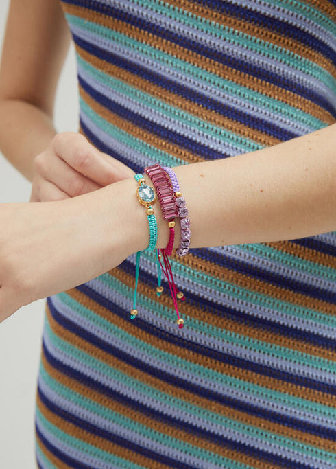 Pack pulseras LOLA CASADEMUNT macramé con joyas LILA- MULTICOLOR