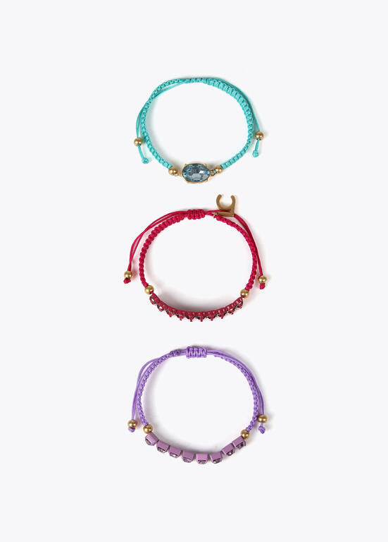 Pack pulseras LOLA CASADEMUNT macramé con joyas LILA- MULTICOLOR