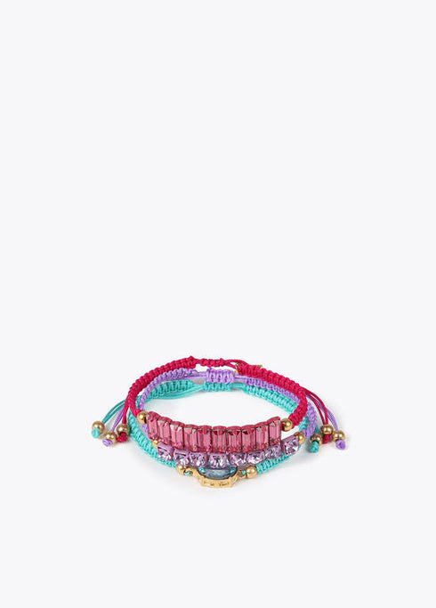 Pack pulseras LOLA CASADEMUNT macramé con joyas LILA- MULTICOLOR
