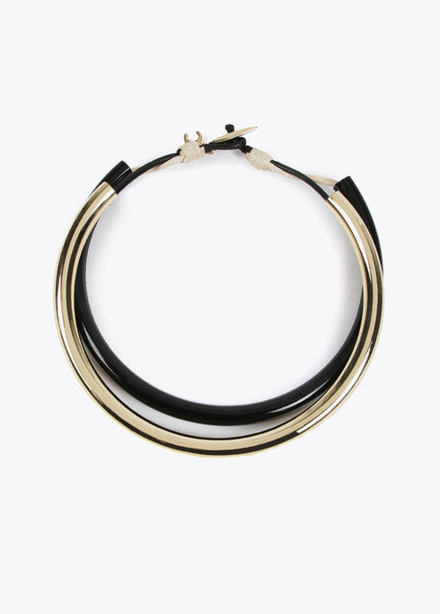 Collar LOLA CASADEMUNT bicolor doble chocker METAL- NEGRO