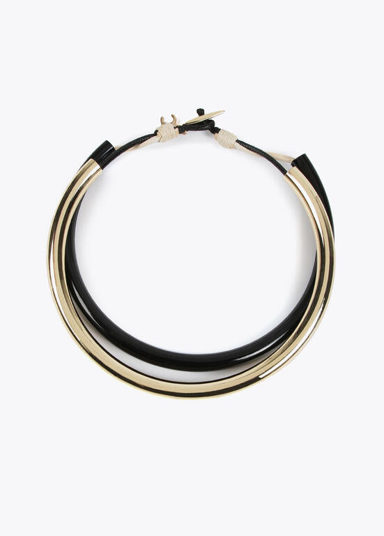 Collar LOLA CASADEMUNT bicolor doble chocker METAL- NEGRO