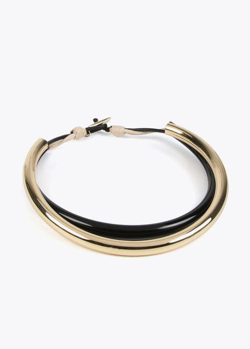 Collar LOLA CASADEMUNT bicolor doble chocker METAL- NEGRO