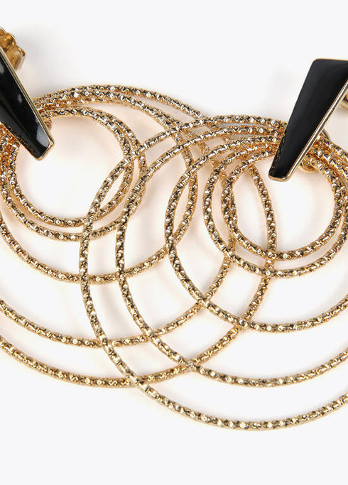 Pendientes LOLA CASADEMUNT multi aro con pieza lacada METAL- NEGRO